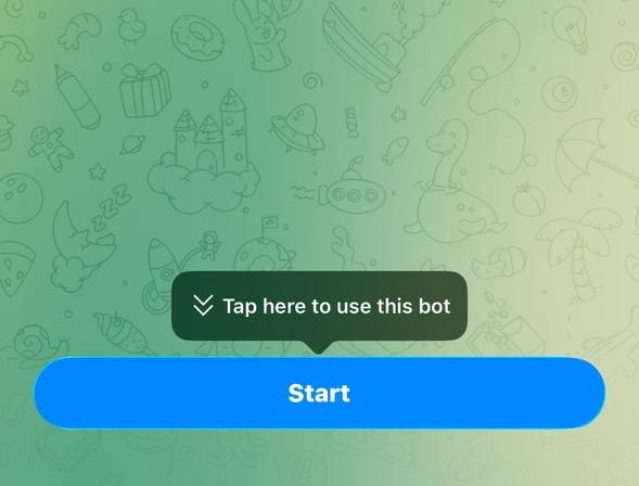 Telegram Bot 页面的 Start 按钮